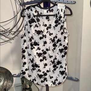 White House Black Market Black Floral Blouse